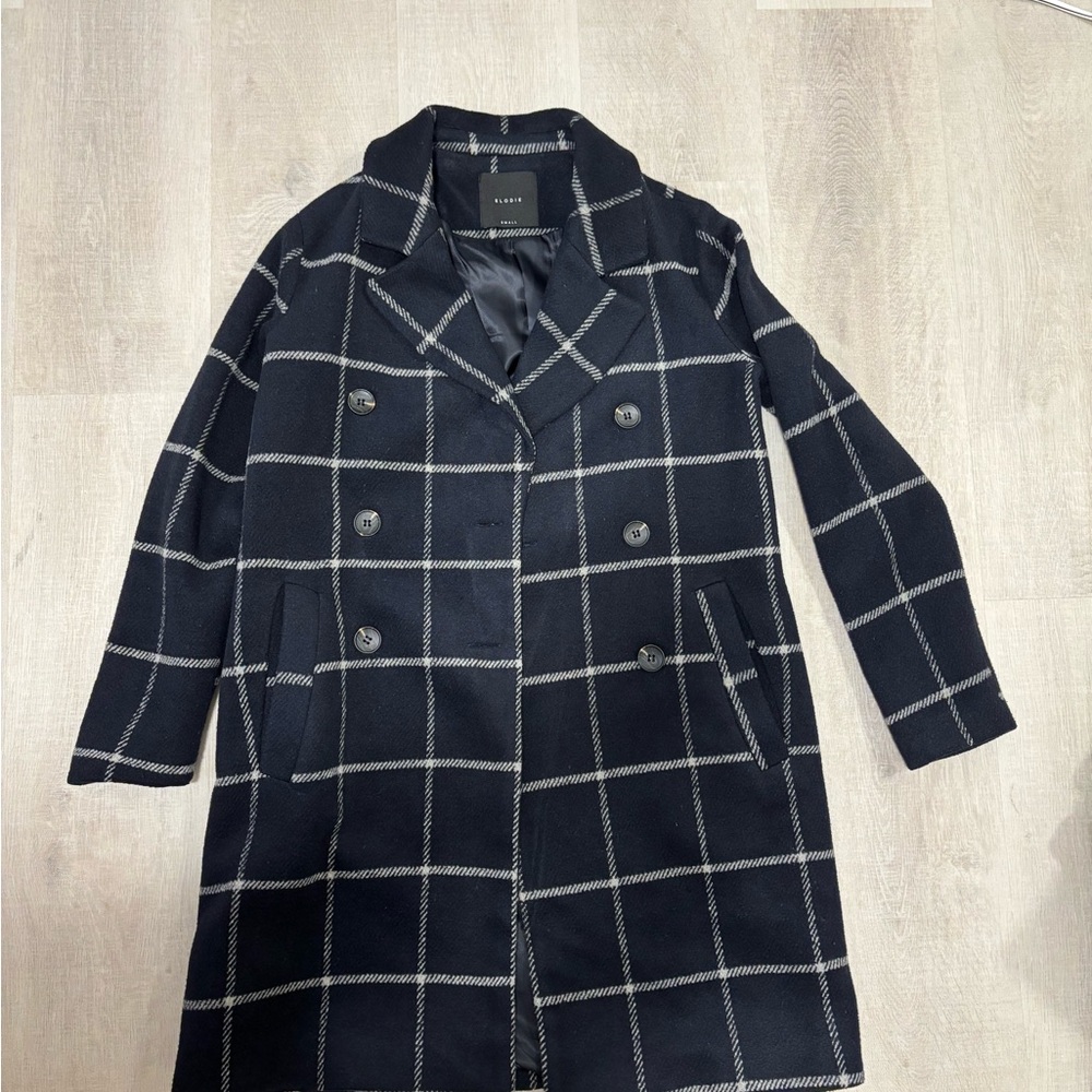 Elodie Black and Gray Pea Coat with Classic Design
